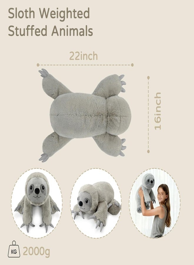 JUSTQUNSEEN 4.5 Lbs Weighted Stuffed Animals for Kids and Adults 22" Cute Sloth Shaped Toys Soft Weighted Plush Toys Gifts for Christmas Easter Birthday Holidays Ideal Huggable Plush Pillow (Sloth) - Image 5